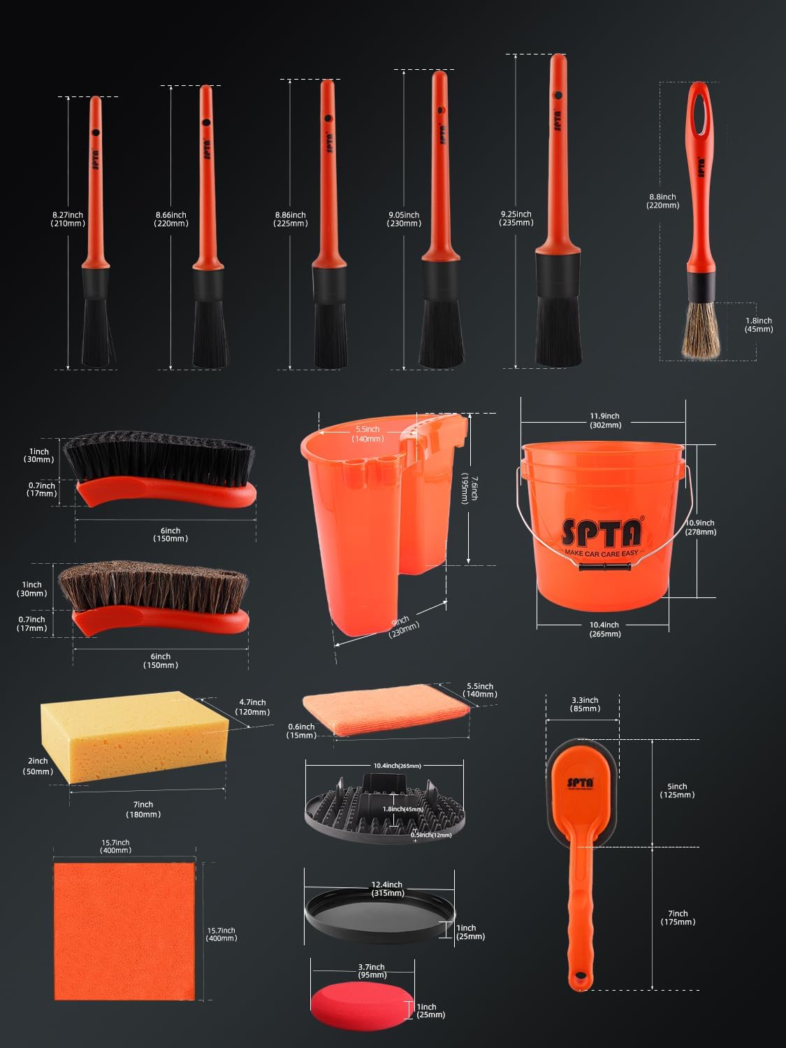 Набор для мойки автомобиля SPT – обзор и цена Detailing Brush Set